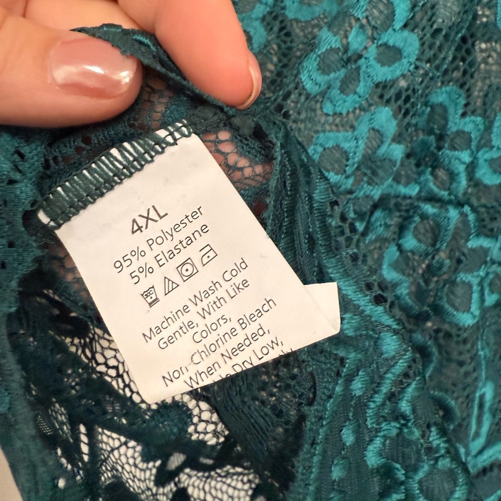 Stylish Teal Lace Bodysuit - Picture 5 of 6